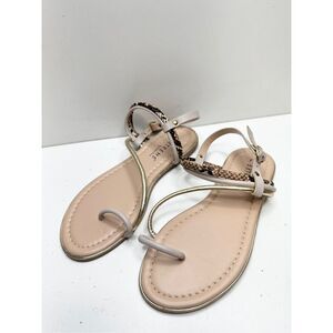 Extreme Sandals Womens Size 7 Snakeskin‎ Detail Open Toe Flats